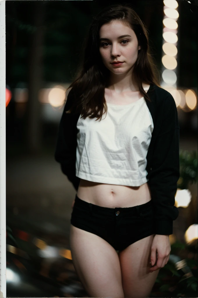 polaroid photo, night photo, photo of 24 y.o beautiful woman, pale skin, bokeh, motion blur
