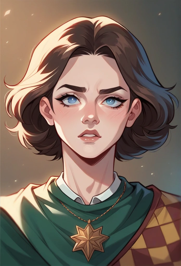 has a little pale skin, once a girl of and 1,77 tall, beautiful and attractive, light navy blue eyes, thin, good body, nothing exaggerated or vulgar, and with short dark brown hair, fine features, like alice cullen from twilight but in harry potter version