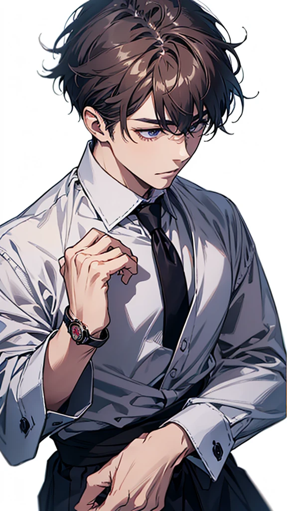 Japanese, man, dress shirt, flashy wristwatch, white background