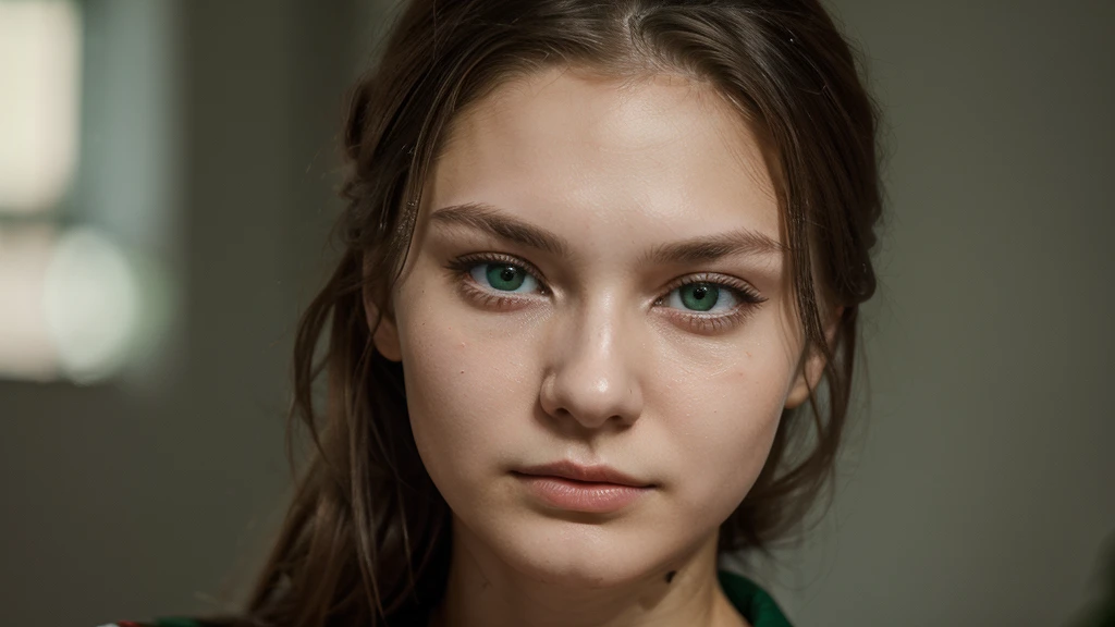 (work of art, best qualityer), 22 year old Russian girl, high cheekbones, innocent looking, small amount of stains, heart face shape, green hunter's eye shape, long eyelashes, fleshy lips, small-nose, straight blonde hair, Detailed Sleeveless Turtleneck Top, pants, perfectbody, necklase, wavy hair, face perfect, beautiful face, seducer, glad, (open air), City streets, newyork, shiny colors