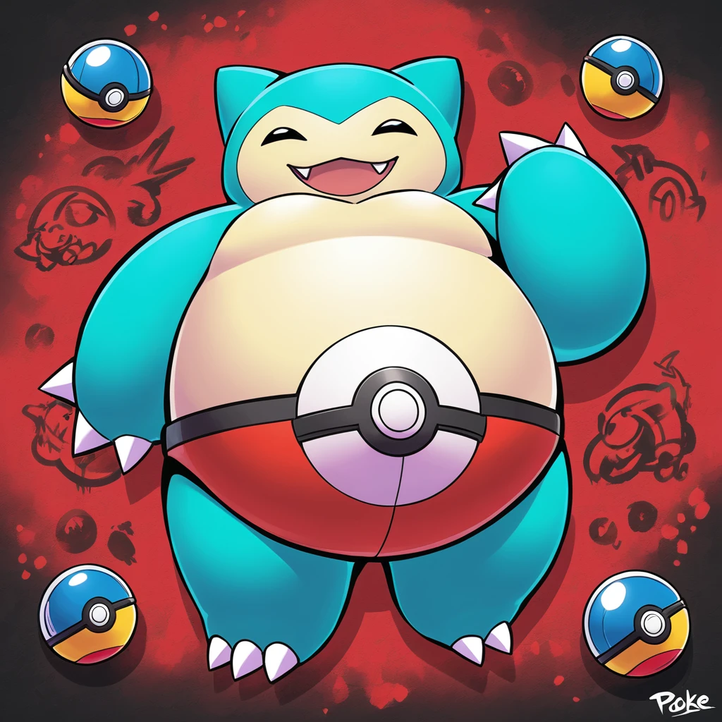 Graffiti style Snorlax wallpaper Poké Ball