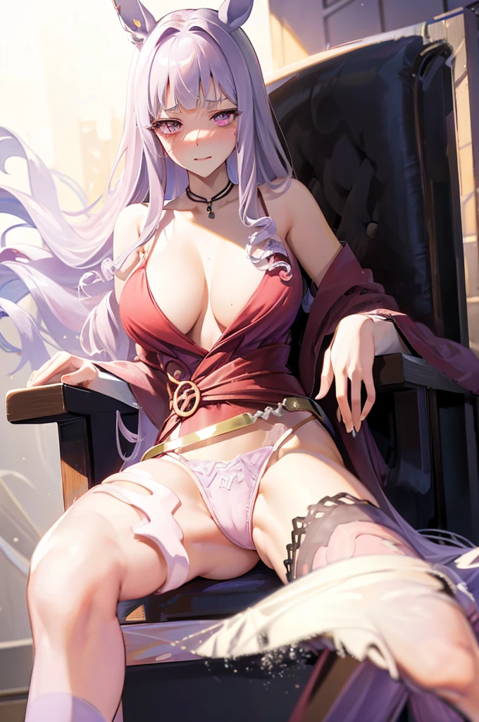 M-shaped spread legs、Light purple hair、Semi-long hair、horse ear、Pale purple eyes、BlushingBlushing、、Blushing、Random underwear、Random erotic poses、Bedroom、On a chair、Spread your legs、Glamorous expression、M-shaped spread legs、Glamorous expression、