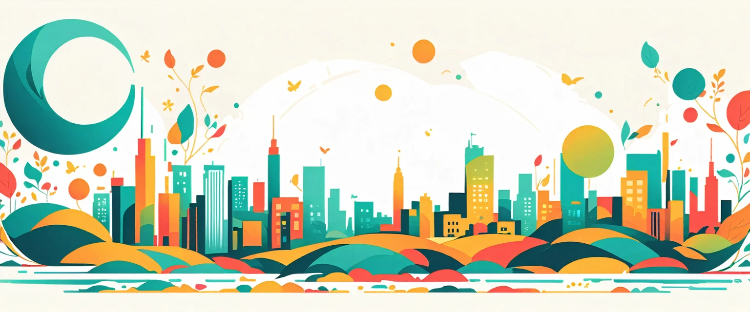 Vector flat illustration art,Silhouette of the city,Rich colors