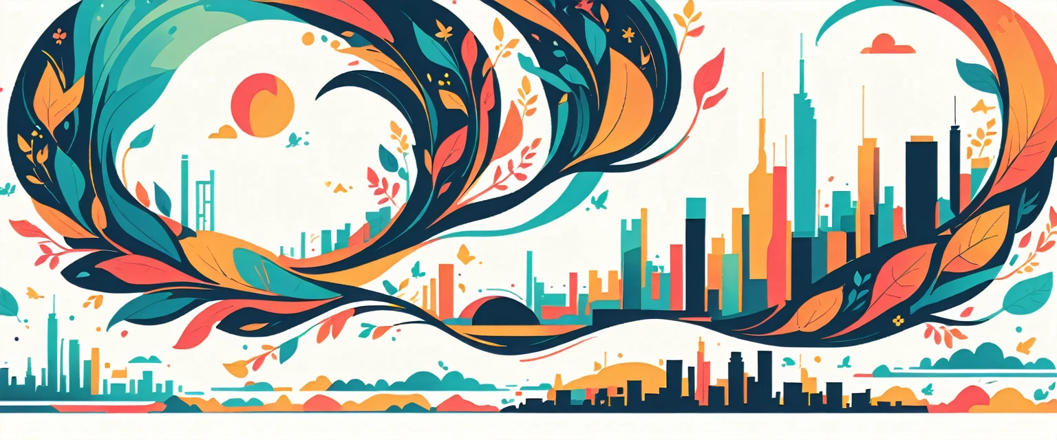 Vector flat illustration art,Silhouette of the city,Rich colors