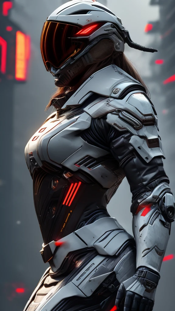 1girl, detailed futuristic armor, (best quality, 4k, 8k, highres, masterpiece:1.2), ultra-detailed, (realistic, photorealistic, photo-realistic:1.37), intricate led visor helmet, dynamic pose, dramatic lighting, cinematic angle, vibrant colors, science fiction, concept art