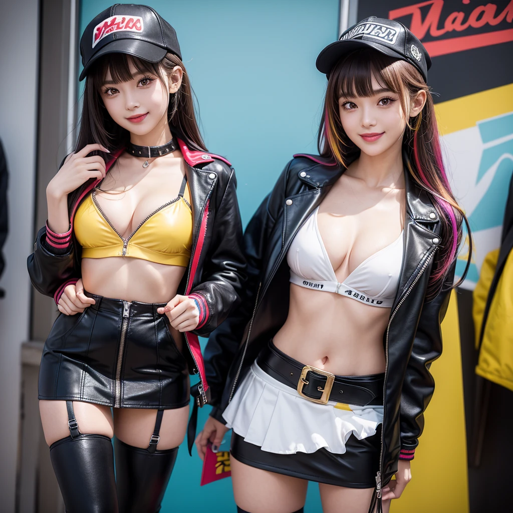 best quality,In 4K,beautiful girl,Swimwear,bikini,Ocean,Wearing a cap cap,gravure idol,Model,smile,highest quality,big breasts,hyper real stick、She has her bangs down,beautiful girl,Maid clotheasterpiece,perfect face,perfect breasts,long hair,Outstanding style,stimulating,Cute outfits,Horny girl,double eyelid,Naughty Girls,Erotic and cute,mini skirt,ribbon on uniform,colorful hair color,yellow eyes,leather jacket,horny girl,Knee-high boots,
Colorful,multicoloured,future fashion,smile,,zipper bra,Multicolored clothing