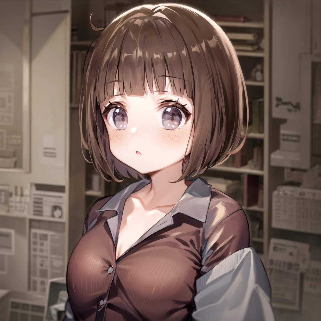 Brown Hair、Inside the room、On the bed、Change of clothing、Loungewear、Fine wrinkles and expressions on clothes