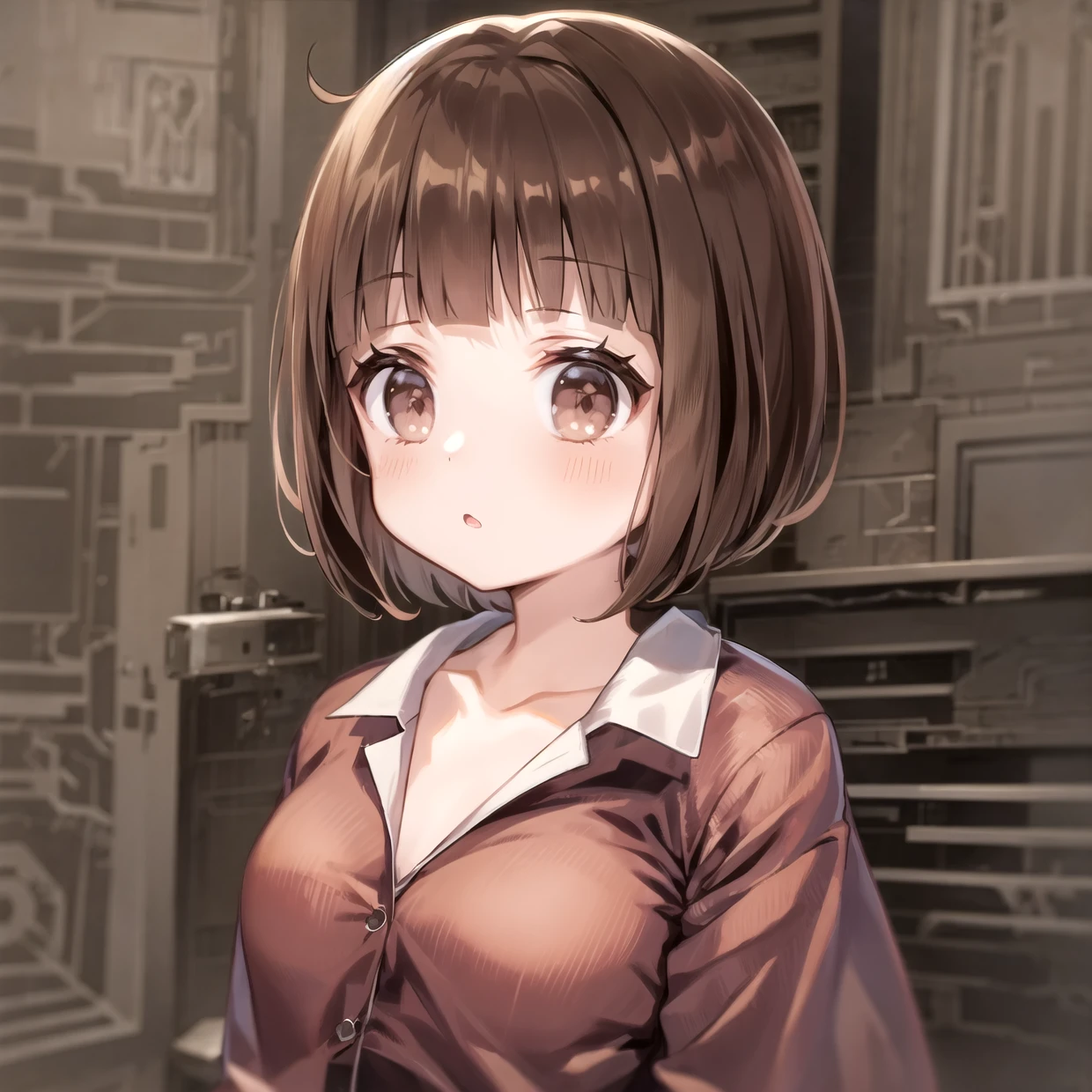 Brown Hair、Inside the room、On the bed、Change of clothing、Loungewear、Fine wrinkles and expressions on clothes
