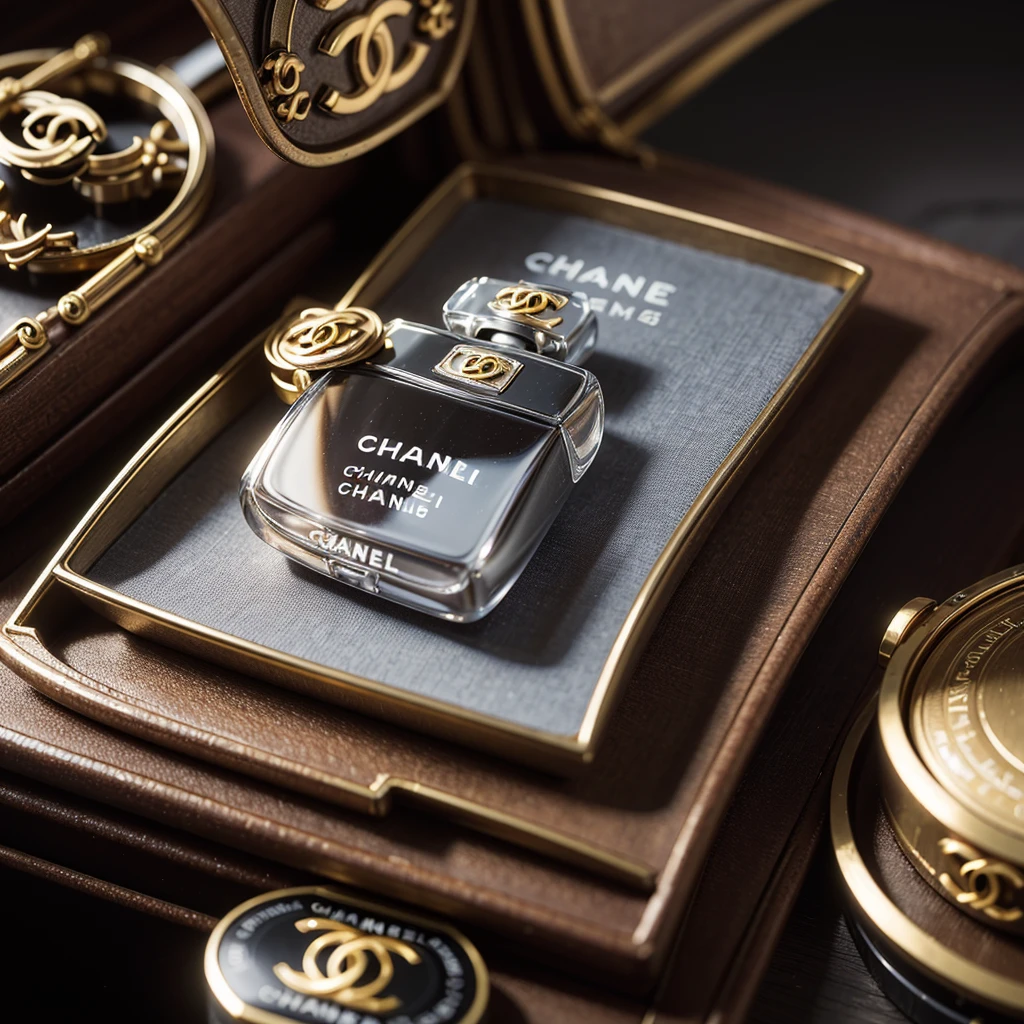 ((top-quality, Photorealsitic:1.4, masterpiece:1.3, RAW Photography:1.2, cinematric light, very detailed illustration), ((CHANEL No,5 , Perfume))