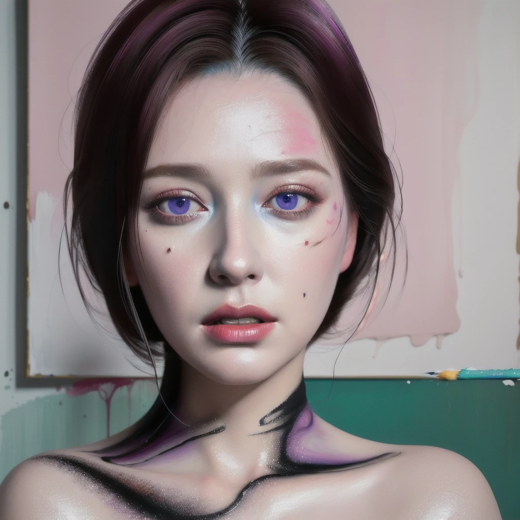 Android Beauty, Powerful paintings inspired by Francis Bacon, Ultra-realistic surrealism, Hyperrealism, fear, art, hyper real painting, Realistic illustration painting, カラフルなHyperrealism, Hyper-realistic digital art