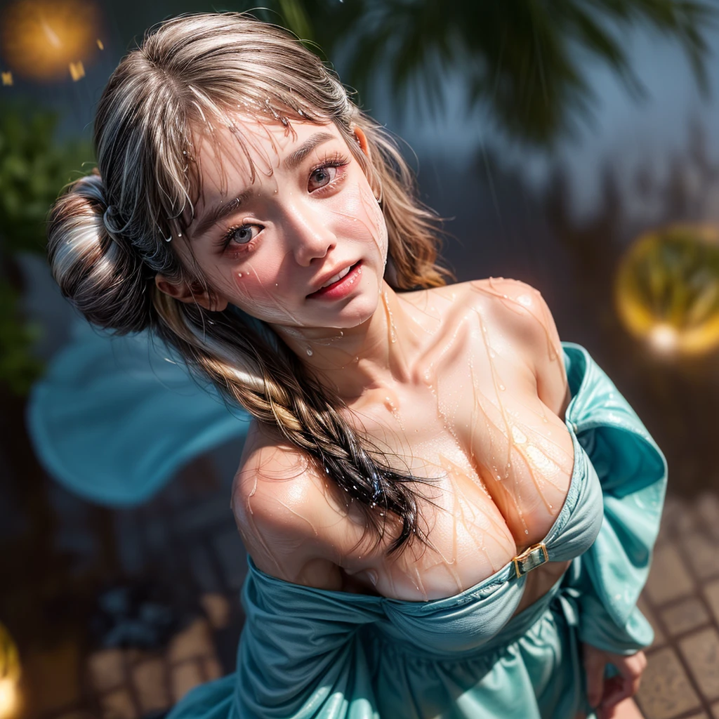 masterpiece of ExtremelyDetailed (ProfessionalPhoto of Stunning women:1.4) Looking at Sky, (((Downpour))), BraidHair with bun, (Joyful Expressions LifeLike Rendering), ((Extremely detailed beautiful face and eyes, ElaboratePupils with sparkling highlights)) BlushAhegao SmoothArmpit LiquidSoap WhiteBubbles (((WetHair))) BREAK PUNIPUNI (((Nonan Takizawa))), beltbra, MysticSight, (Torrential Rain:1.4) (SparklingDrops:1.28) {Overflowing HUGE Underboob|Overflowing WaterDrops|Overflowing water}((({WetSkin|WetFace|WetHair}:1.37))), (SFW), HiddenHands, motionblur (bokeh:1.4), (no extra limbs), (no extra eyebrow), ((Dazzling RainbowColor reflections and particles, LyingFullBody)), (((from above))), FlowerHairpin, Full of flowers, Overflowing Flowers , (((Glowing body:1.37)))