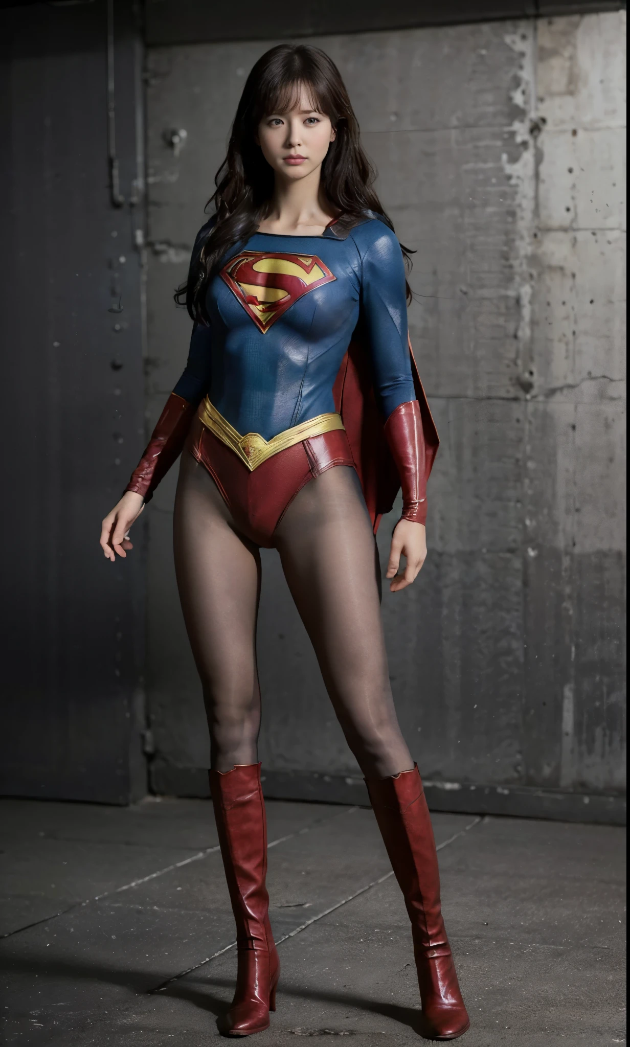 No background、She always has her mouth open、She always has a troubled look on her face、Always close your eyes、(((Beautiful legs in black tights.)))、(((Stretch your legs、expensive、あなたのsufferingを合法的に表現する)))、((((Make the most of your original images)))、(((Supergirl Costume)))、(((Beautiful hairstyle)))、(((suffering)))、(((Black tights legs、Wear red boots)))、((Best image quality、8K))、((Highest quality、8K、masterpiece:1.3))、(((Preserve background )))、Sharp focus:1.2、Beautiful woman with perfect figure:1.4、Slim Abs:1.2、Wet body:1.5、Highly detailed face and skin texture、8K