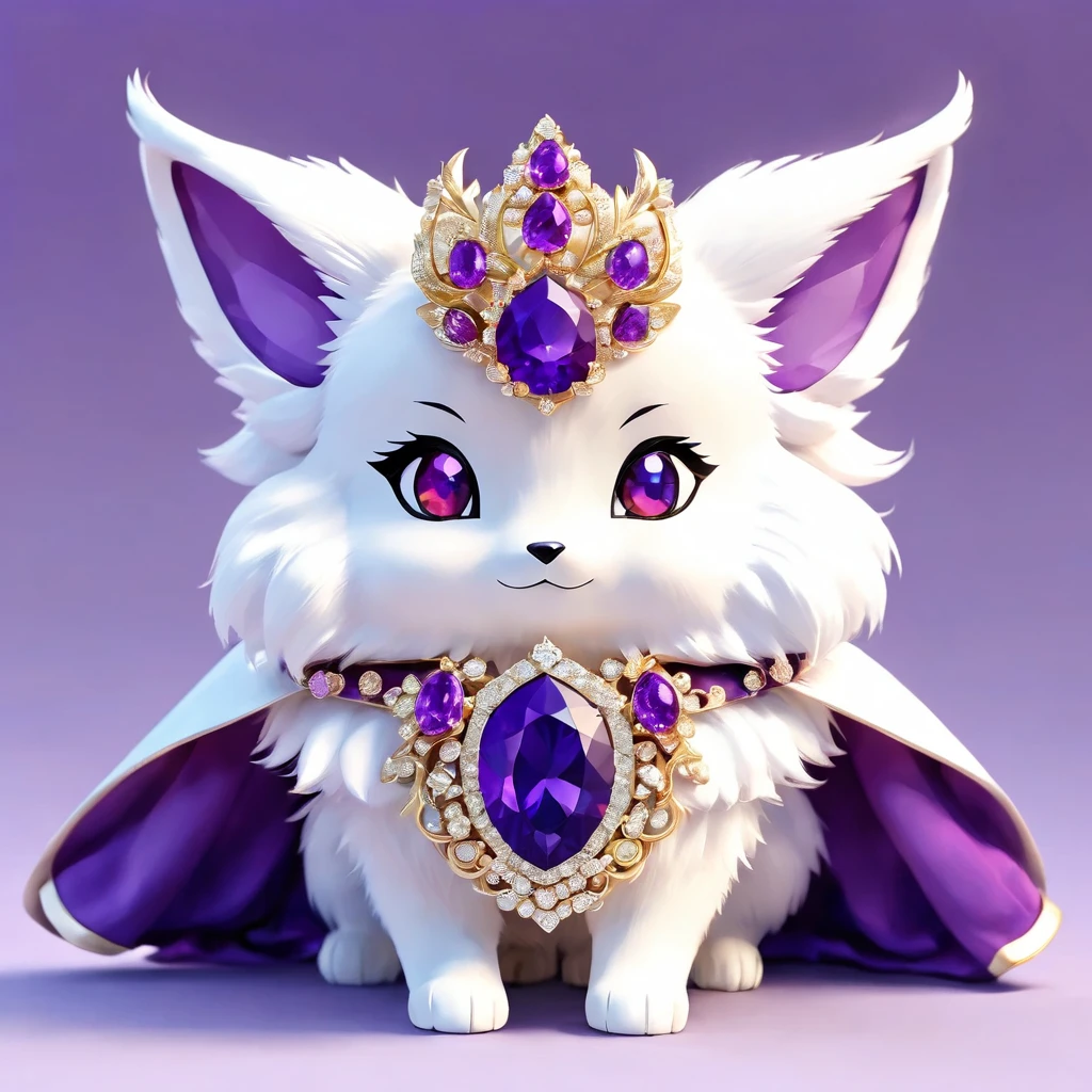 (masterpiece, Highest quality:1.2), Palwar Knox,white,(Purple short cloak),brooch:head of state:Purple Gemstone,,cute,,3d,8K,