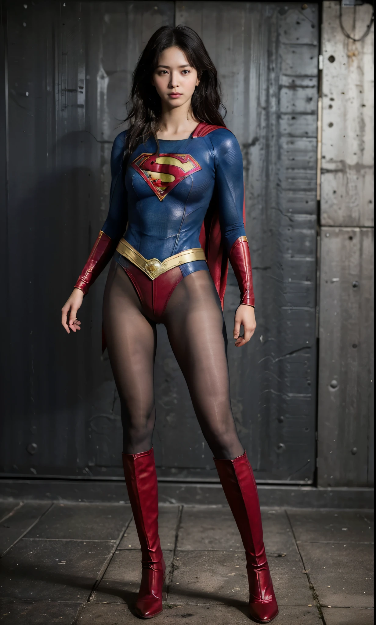 No background、She always has her mouth open、She always has a troubled look on her face、Always close your eyes、(((Beautiful legs in black tights.)))、(((Stretch your legs、expensive、あなたのsufferingを合法的に表現する)))、((((Make the most of your original images)))、(((Supergirl Costume)))、(((Beautiful hairstyle)))、(((suffering)))、(((Black tights legs、Wear red boots)))、((Best image quality、8K))、((Highest quality、8K、masterpiece:1.3))、(((Preserve background )))、Sharp focus:1.2、Beautiful woman with perfect figure:1.4、Slim Abs:1.2、Wet body:1.5、Highly detailed face and skin texture、8K