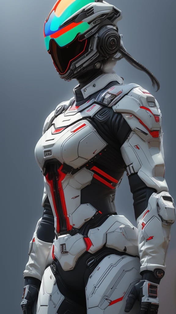 1girl, detailed futuristic armor, intricate led visor helmet, dynamic pose, dramatic lighting, cinematic angle, vibrant colors, science fiction, concept art, (best quality, 4k, 8k, highres, masterpiece:1.2), ultra-detailed, (realistic, photorealistic, photo-realistic:1.37)