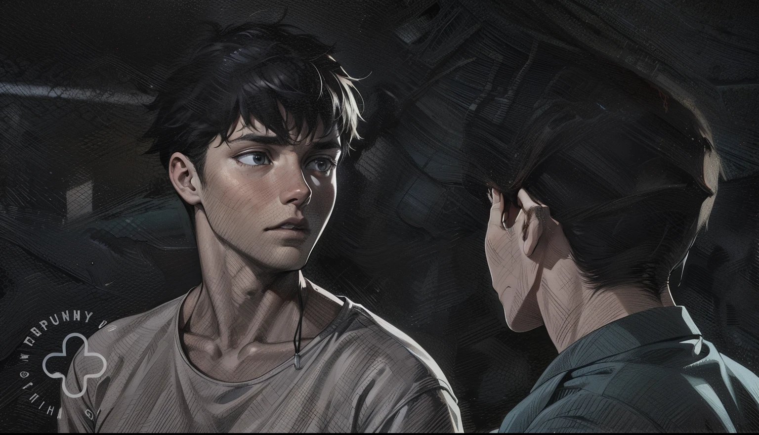 There are two 18-year-old boys who are talking to him, scared, worried, and he says they have to escape.