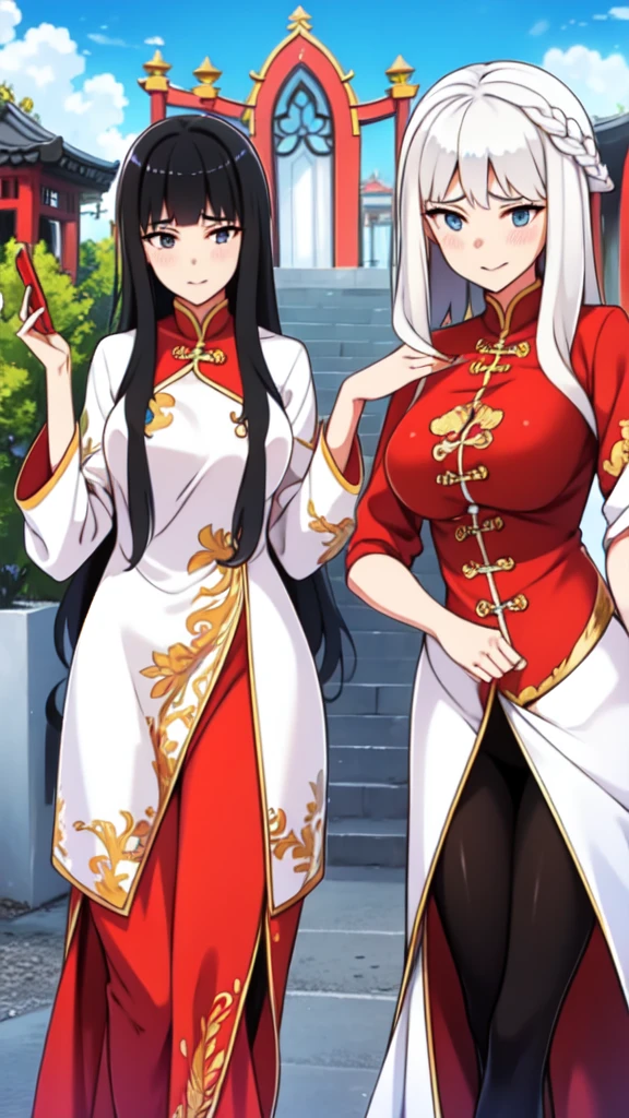 The world of cultivating immortals has four 29-year-old women with black hair, white hair and red hair wearing ao dai