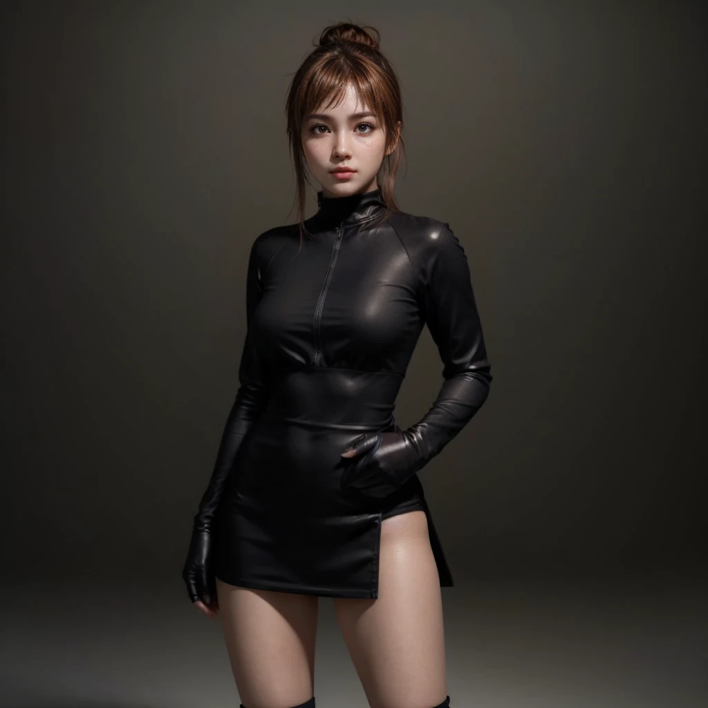 Kasumi, brown eyes, (best quality, ultra-detailed), (realistic:1.37), beautiful and detailed face, ultra-realistic texture, delicate face, delicate body, red lipstick, bright colors. High definition, 8K. angry expression