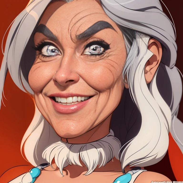 (cartoon style:1.2), Drawings of ([native american sexy older lady]),milf,  portraite, eyeballs, face detailed, White background, posando, happy look, Fusion