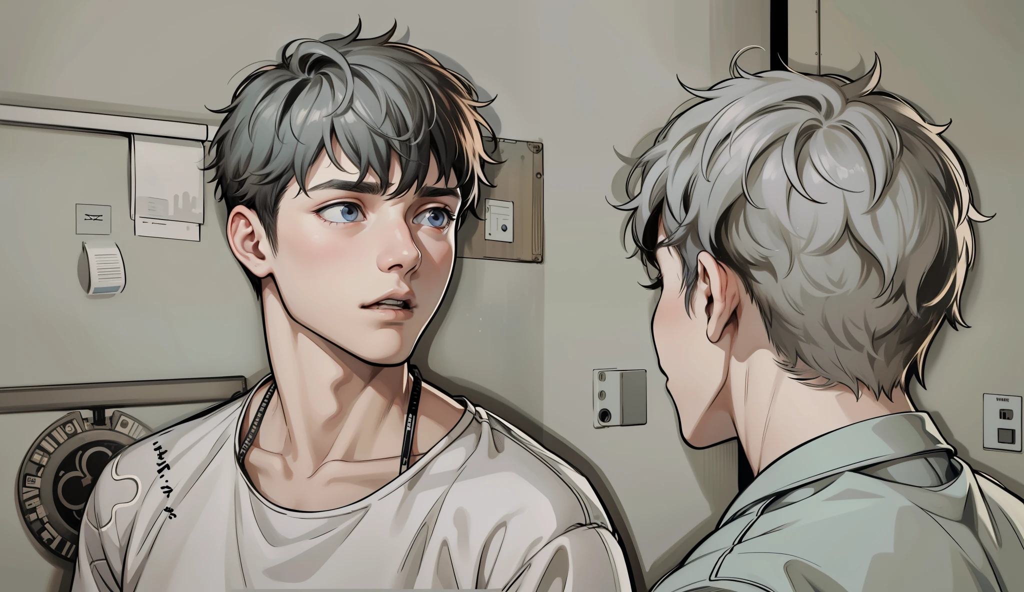 There are two 18-year-old boys who are talking to him, scared, worried, and he says they have to escape.