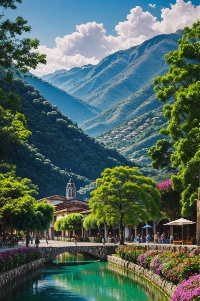 A magical little town like Valle de Bravo, painted in oil