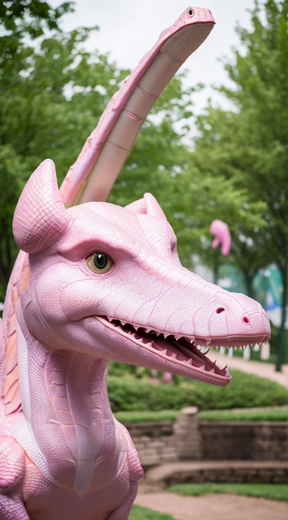 ((Best quality, 8k, Masterpiece :1.3)),((Pink Dinosaur)),park