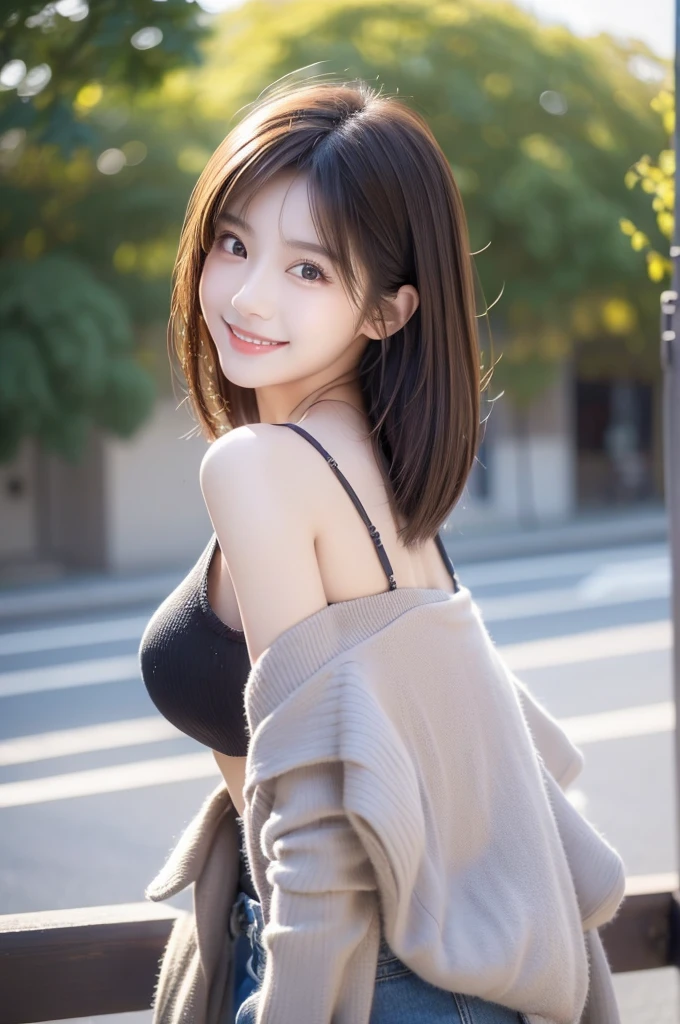 Image resolution 8K、masterpiece:1.3)、Beauty、1 female、(魅力的なbody:1.2)、abdomen:1.1、Dark Brown Hair:1.1、(body:1)、Ultra-detailed face、Attractive lips、double eyelid、Wear fashionable, stylish clothes、Super realistic and detailed and super cute、Japanese women、10th generation(18-year-old)、Smiling with a nice smile、Hair fluttering in the wind、Short Hairstyle、Taking portraits in the studio、