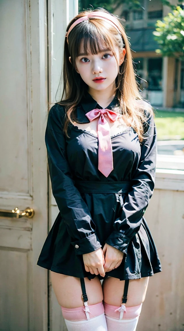 エロティックなランジェリーを着たgirl，No pants,（There is a milky white substance around） jewelry, ((girlの胸が大きい , ,((girl is wearing sexy stockings with big ribbons)) ((girl is wearing a red tie and pink ribbon stockings., がgirlに挿入する )) girl セクシー プリンセス 白い肌 美しい スリム)) ，long blond ,Beautiful Eyes，Delicate eyelash makeup, Without dress, transparent underwear or Without dress))Thin eyebrows, とてもBeautiful Eyes， delicate face makeup , Pretty face, , She looks down at the camera and spreads her legs wide. , girl&#39;s pussy is wet)), Sex from behind, 