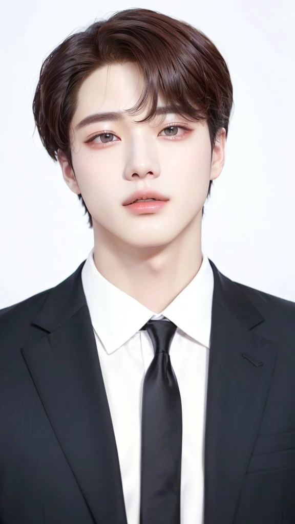 Arafed man in a suit and tie posing for a photo., Jung Jaehyun, park Jimin, kim taejin, hyung tae, Jimin, kim doyoung, Jimin\full lips, accurate Jimin face, profile headshot, shin jeongho, hong june hyung, seson yoon, jinyoung shin, Official photos, pale korean adorable face