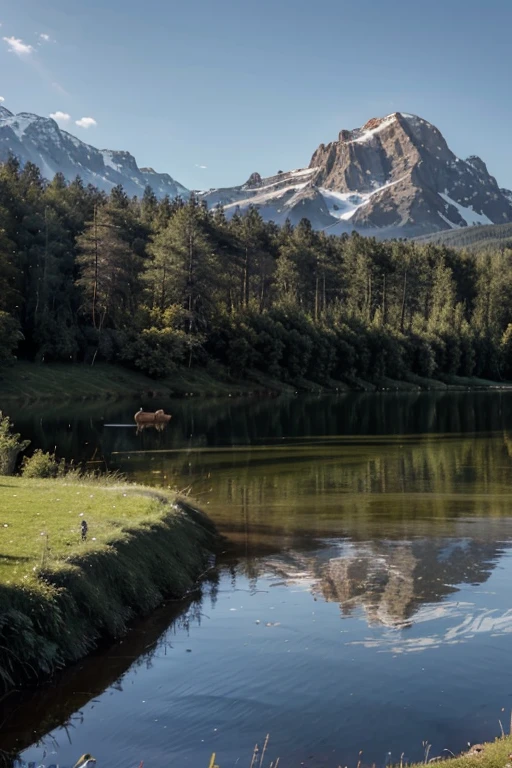 That it has many very large trees and mountains And a lake, a little house on the plain With its chimney, a horse And a wolf.
