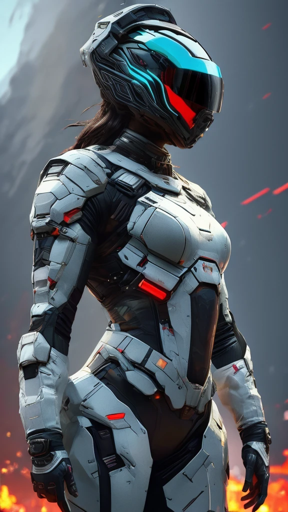 1girl, detailed futuristic armor, intricate led visor helmet, dynamic pose, dramatic lighting, cinematic angle, vibrant colors, science fiction, concept art, (best quality, 4k, 8k, highres, masterpiece:1.2), ultra-detailed, (realistic, photorealistic, photo-realistic:1.37)