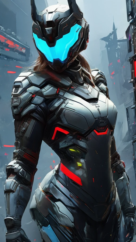 1girl, detailed futuristic armor, intricate led visor helmet, dynamic pose, dramatic lighting, cinematic angle, vibrant colors, science fiction, concept art, (best quality, 4k, 8k, highres, masterpiece:1.2), ultra-detailed, (realistic, photorealistic, photo-realistic:1.37)