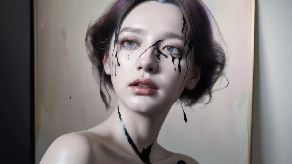 Android Beauty, Powerful paintings inspired by Francis Bacon, Ultra-realistic surrealism, Hyperrealism, fear, art, hyper real painting, Realistic illustration painting, カラフルなHyperrealism, Hyper-realistic digital art
