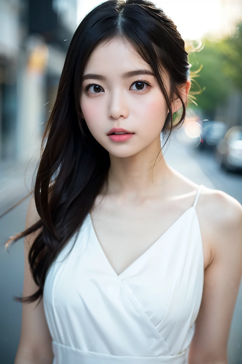Sunset sky、Random Pause、Mix 4、(8K、digital camera、超High resolution、born、born写真、Completely real image、Highest quality、masterpiece:1.45)、(Real、Real:1.37)、16 years old、Beautiful Japanese Woman、No makeup、Thick eyebrows、(((Full body image)))、Streetscape、festival、Sunset、rain、Wet、Professional Lighting、Photon Mapping、Radio City、Physically Based Rendering、Gradient black hair、Hair tied up、Highest qualityの写真、High resolution、1080P、(Beautiful face)、(detailedな顔の説明)、(手のdetailedな説明)、(masterpiece)、(Exquisite CG)、lure、masterpiece、detailed、(Fine facial features)、(Highest qualityの写真)、(masterpiece)、(Fine particles)、Look in front of you、Thin clavicle、Breasts that are not swollen at all:0.5), (((Immature and young body))), ((Fat)),(((Glowing Skin:1.5、Light Skin: 1.5、Glowing Skin、非常にGlowing Skin)))、detailedなボディ、Droopy eyes、(obscene、Pussy Line:1.2)、Thin pubic hair、High heels