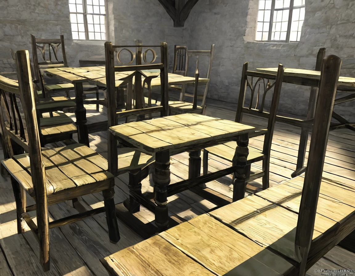 rural, medieval, ~to, inside, humble, table, chair, d~toer plates, secondary, Fivix  