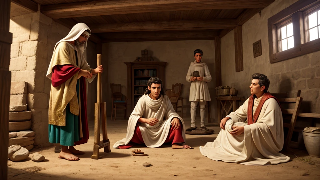 ### imageio: Uma Representação Artística da manger com Mary, Joseph, o baby Jesus, os Shepherds e os Magi

**Description Detalhada**:
The image depicts the scene of the birth of Jesus Christ, with a composition rich in details and symbolism. This type of artistic representation is common in nativity scenes and traditional Christmas paintings..

#### himmentos Principais

1. **manger e stable**:
   - **manger**: En el centro de la imagen, we see a simple wooden manger, where baby Jesus is lying on white cloths, symbolizing purity and innocence.
   - **stable**: The setting is a humble stable, made of wood and straw, representing the simplicity and humility of the circumstances of Jesus&#39; birth.

2. **central characters**:
   - **Mary**: To the left of the manger, Mary está ajoelhada ou sentada, looking lovingly at baby Jesus. She is dressed in a blue robe, which symbolizes her purity and motherhood.
   - **Joseph**: To the right of the manger, Joseph está de pé ou ajoelhado, holding a staff. him está vestido com roupas simples, often in earthy tones, indicating his role as a carpenter and protector of the family.

3. **baby Jesus**:
   - **Description**: Baby Jesus is lying in the manger, with a halo of light around your head, symbolizing his divinity. His arms are outstretched, as if blessing the gifts.

4. **Shepherds**:
   - **Position**: In front of or around the manger, Shepherds are kneeling or standing, looking reverently at baby Jesus. hims estão vestidos com roupas rústicas, carrying staffs and accompanied by sheep.
   - **Meaning**: The shepherds represent the humility and faith of the first people who received the news of the Savior’s birth, as described in the Gospels.

5. **Magi**:
   - **Position**: Os Magi estão um pouco mais afastados, maybe on one side or behind the shepherds. Each is holding a gift: gold, frankincense and myrrh.
   - **clothes**: him