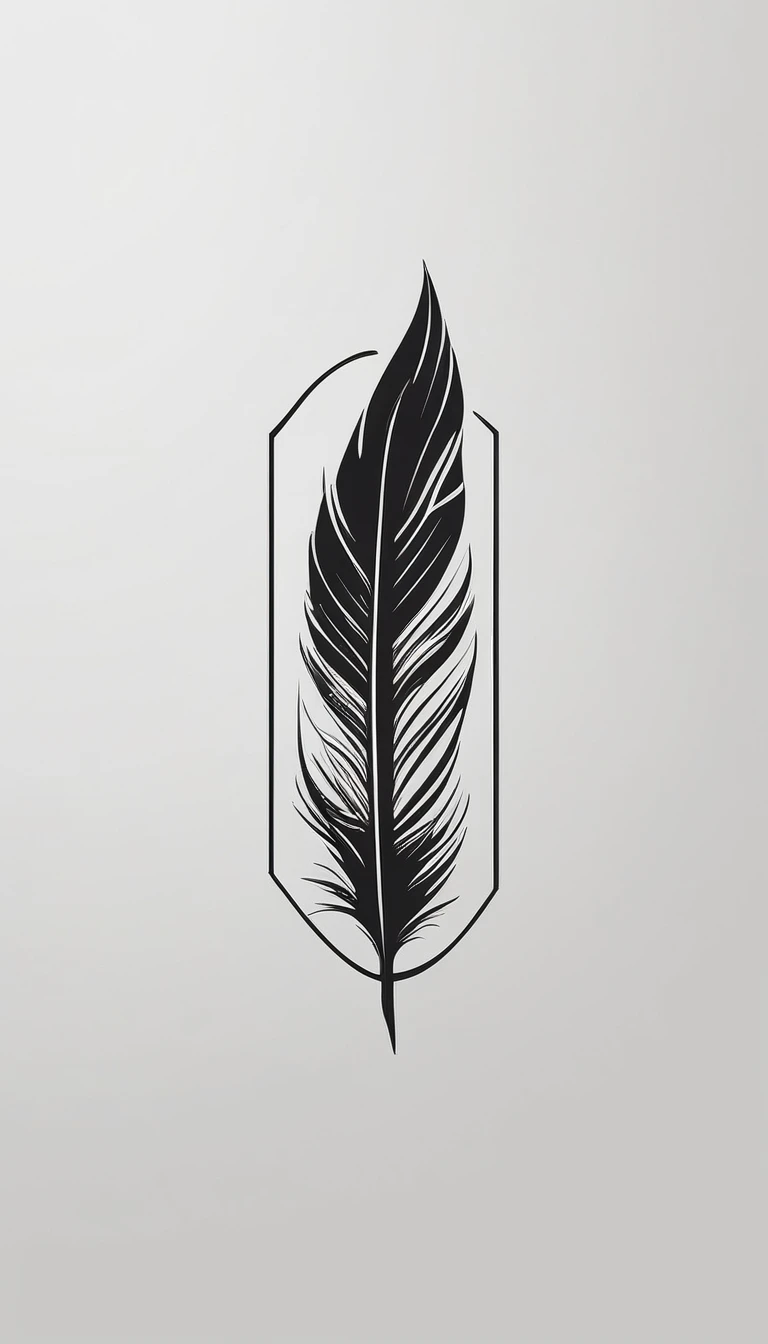 A minimal, modern, simple, cinematic logo design for the brand “Penamemoria". Create a modern, minimalistic, high-quality, logo of a bird feather
