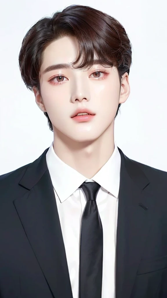 a closeup of a man in a suit and tie, Jung Jaehyun, cai xukun, Yanjun Chengt, kim doyoung, inspired by Bian Shoumin, inspired by Yanjun Cheng, pale korean adorable face, profile headshot, wicked ulzzang, jinyoung shin, hyung tae, hong june hyung, beautiful androgynous prince, Jimin