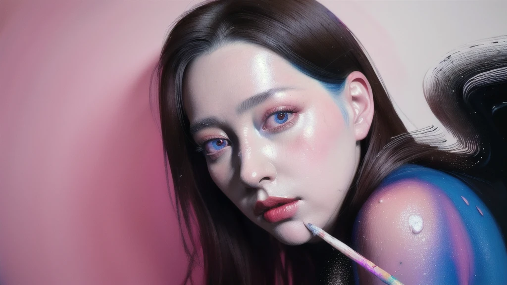 Android Beauty, Powerful paintings inspired by Francis Bacon, Ultra-realistic surrealism, Hyperrealism, fear, art, hyper real painting, Realistic illustration painting, カラフルなHyperrealism, Hyper-realistic digital art