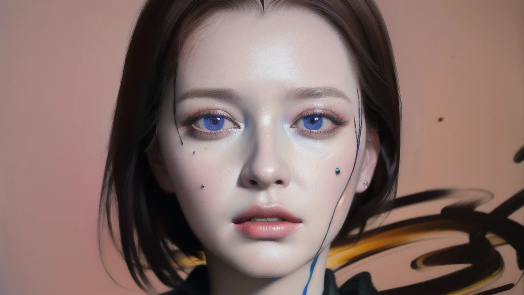 Android Beauty, Powerful paintings inspired by Francis Bacon, Ultra-realistic surrealism, Hyperrealism, fear, art, hyper real painting, Realistic illustration painting, カラフルなHyperrealism, Hyper-realistic digital art
