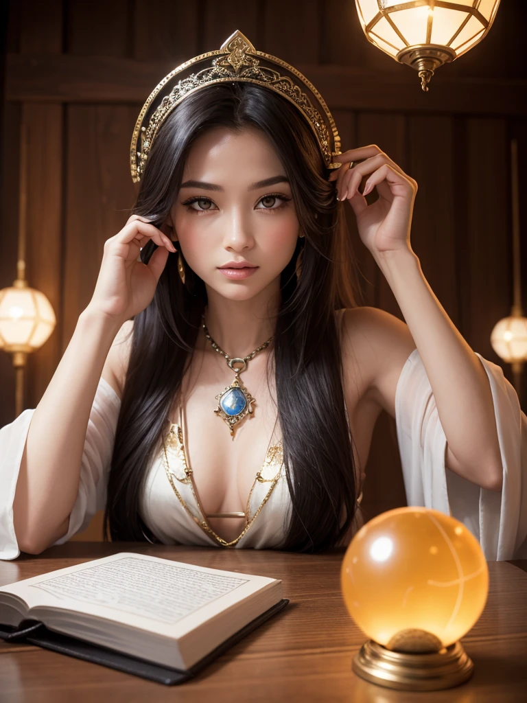 fortune teller,crystal ball on the table
