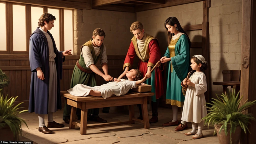 The 4k hd image depicts the scene of the birth of Jesus Christ, with a central manger where  Jesus is lying on white cloths. Mary, dressed in blue, looks affectionately at the babyquanto Joseph, dress in earthy tones, is standing with a staff.

Characters and Elements:

baby Jesus: Lying in the manger with a halo of light.
Mary: Kneeling or sitting by the manger.
Joseph: Standing or kneeling on the other side.
Shepherds: Kneeling or standing around, with staffs and sheep.
Magi: Further away, holding gifts (gold, frankincense and myrrh), dressed luxuriously.
angels: Hovering above or around, some playing instruments.
Star of Bethlehem: Shining brightly above the stable.
atmosphere:
The scene is lit with a soft, warm light, centered on baby Jesus, creating a feeling of serenity and sacredness. Natural elements such as animals and straw reinforce the simplicity of Christ&#39;s birth.






