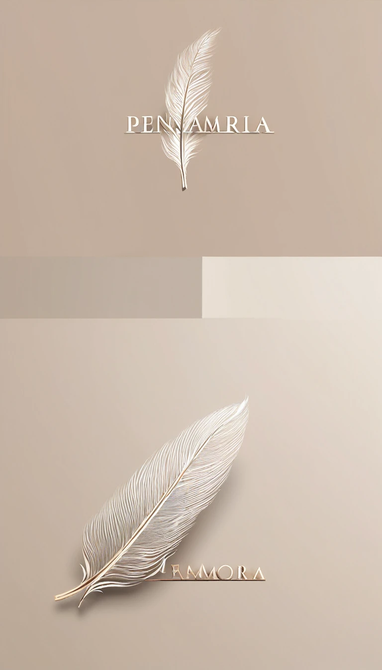 A minimal, modern, simple, cinematic logo design for the brand “Penamemoria". Create a modern, minimalistic, high-quality, logo of a bird feather