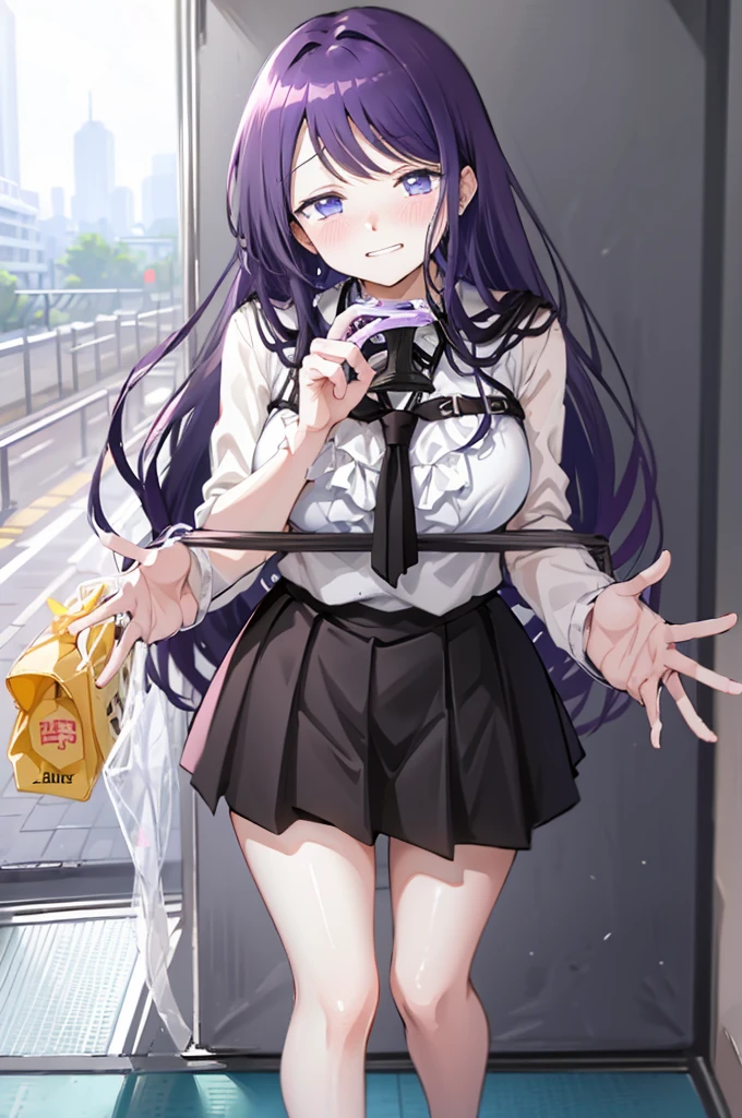 Holding panties in hand、、Take off your panties、Smirking face、Black Skirt、、on the train、Strap、、8K,Masterpiece、Light purple hair、Semi-long hair、、Japanese 、、、Lift up your skirt、On all fours、Showing panties、Stick your butt out、Turn your ass towards me、Blushing、、Showing panties、Pull up your skirt、Blushing、on the train、Strap