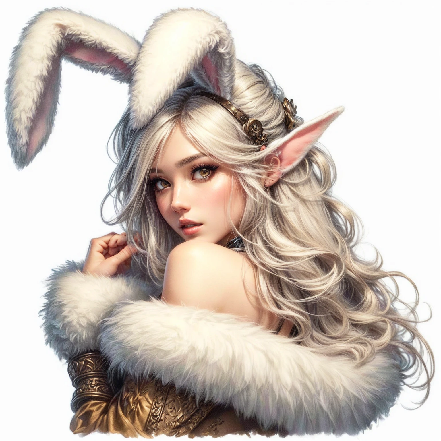 a close up of a woman with long hair wearing a bunny ears, artgerm style, bunny girl, ig model | artgerm, style artgerm, with bunny ears, like artgerm, extremely detailed artgerm, as seen on artgerm, with long floppy rabbit ears, beautiful lady with bunny ears, ultrarealistic sweet bunny girl