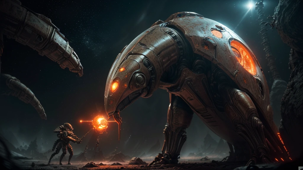 (((EATING A COMBAT SPACESHIP))), ((BENT STEEL, IMPOSSIBLE), (FORCED PESPECTIVE VIEW FROM BELOW OF Biomechanical ALIEN Creatures of Disgusting Alien Biology) biomechanical alien, unknown, extraterrestrial biology on unknown planet, HEAVY atmosphere with dust particles suspended in the air red - orange WITH SULFUR, (((cinematic lighting, VERY HIGH 4K RESOLUTION)))
