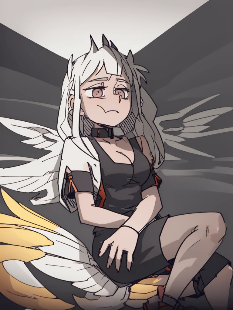 1girl, gray hair, gold eyes, fairy wings