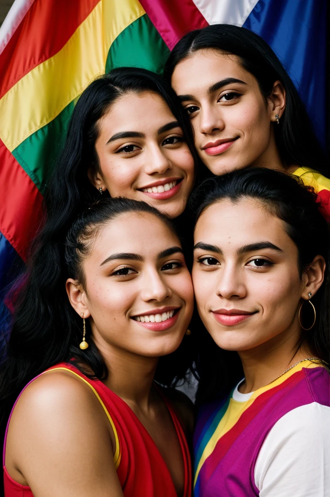 A beautiful and diverse portrait of the LGBTQ community.+ with diverse genders and identities Including the rainbow flag and symbols representing equality and pride.