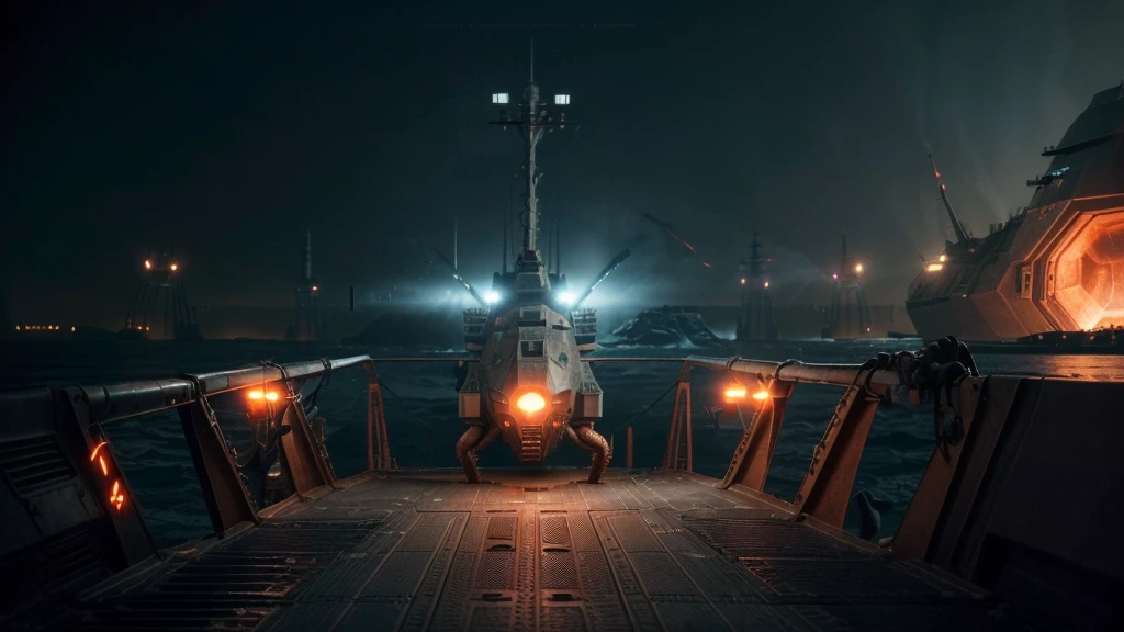 (((EATING A COMBAT SHIP ON A COMBAT BRIDGE ))), ((BENT STEEL, IMPOSSIBLE), (FORCED PESPECTIVE VIEW FROM BELOW OF Biomechanical ALIEN Creatures of Disgusting Alien Biology) biomechanical alien, unknown, extraterrestrial biology on unknown planet, HEAVY atmosphere with dust particles suspended in the air red - orange WITH SULFUR, (((cinematic lighting, VERY HIGH 4K RESOLUTION)))
