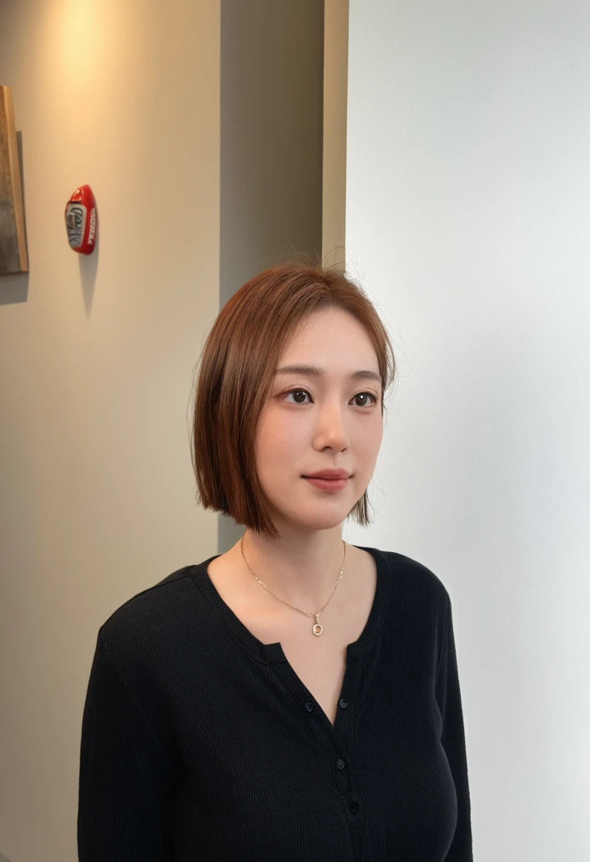 Best Quality, 8k, Masterpiece, (Portrait: 1.3), (photo realistic:1.4), (hyper realistic:1.4), Sharp Focus, looking at viewer, (smoother lighting:1.1), (increase cinematic lighting quality:0.9), realistic lighting, backlighting, light on face, ray trace, (brightening light:1.2), (Increase quality:1.4), sharp detail, (best quality real texture skin:1.4), finely detailed eyes, black_eyes, finely detailed face, 25 year old Korean woman